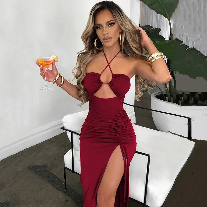 Sleeveless Sexy Midi Backless Dress