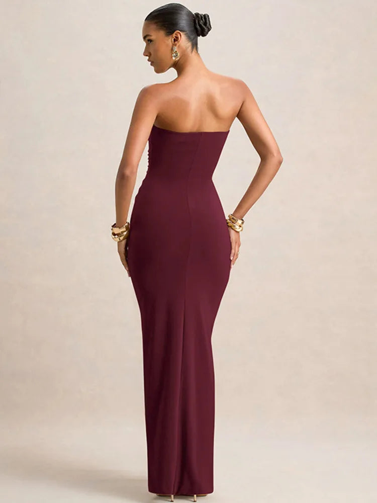 Off-shoulder Strapless Maxi Dress
