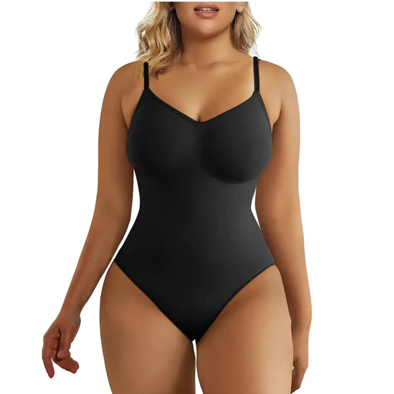 V Neck Spaghetti Strap Compression Bodysuits