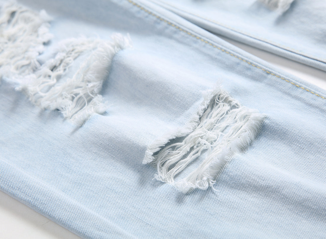 Ripped Jeans Men's Knee Broken Holes