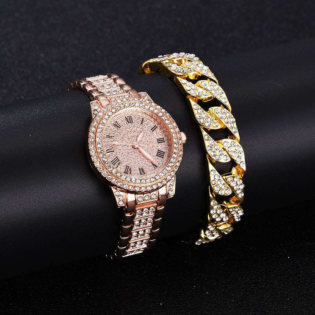 Roman Diamond Watch Bracelet Set