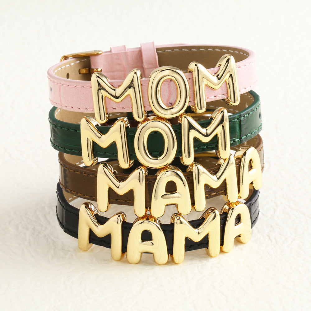 Engraved Mama Leather Bracelet