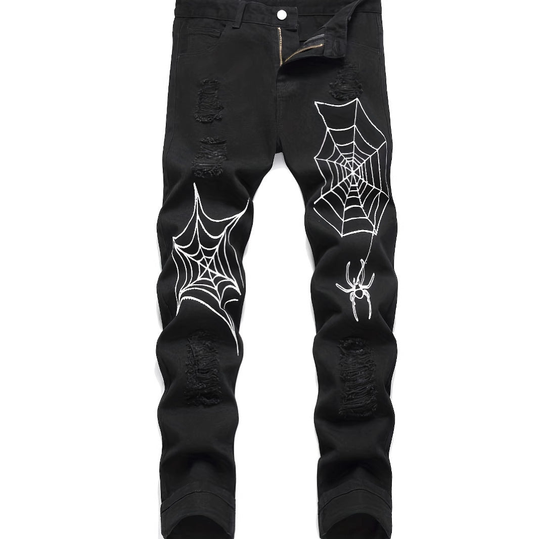 High Street Vibe Style Loose Straight Wide Leg Pants American Spider