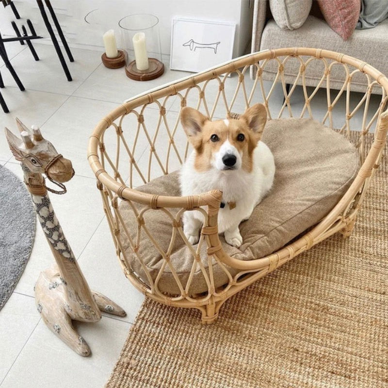 Handmade Rattan Pet Bed – Sofa 🐾