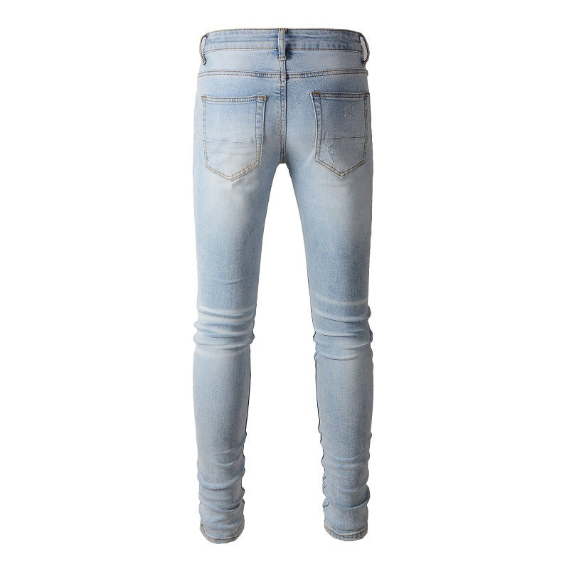 Blue With Holes Skinny Jeans