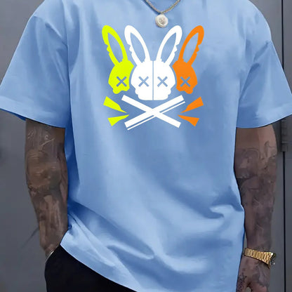 Fashion Unique Rabbit Skull Printed Men's T-shirt