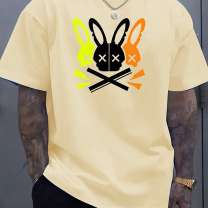 Fashion Unique Rabbit Skull Printed Men's T-shirt