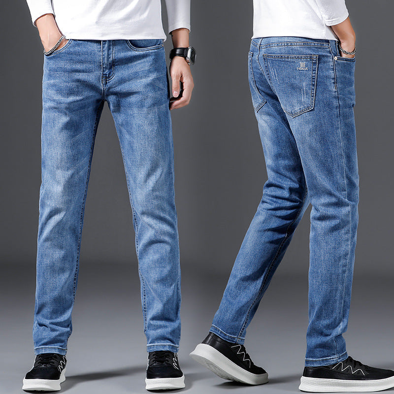 Slim Fit Elastic Straight Jeans