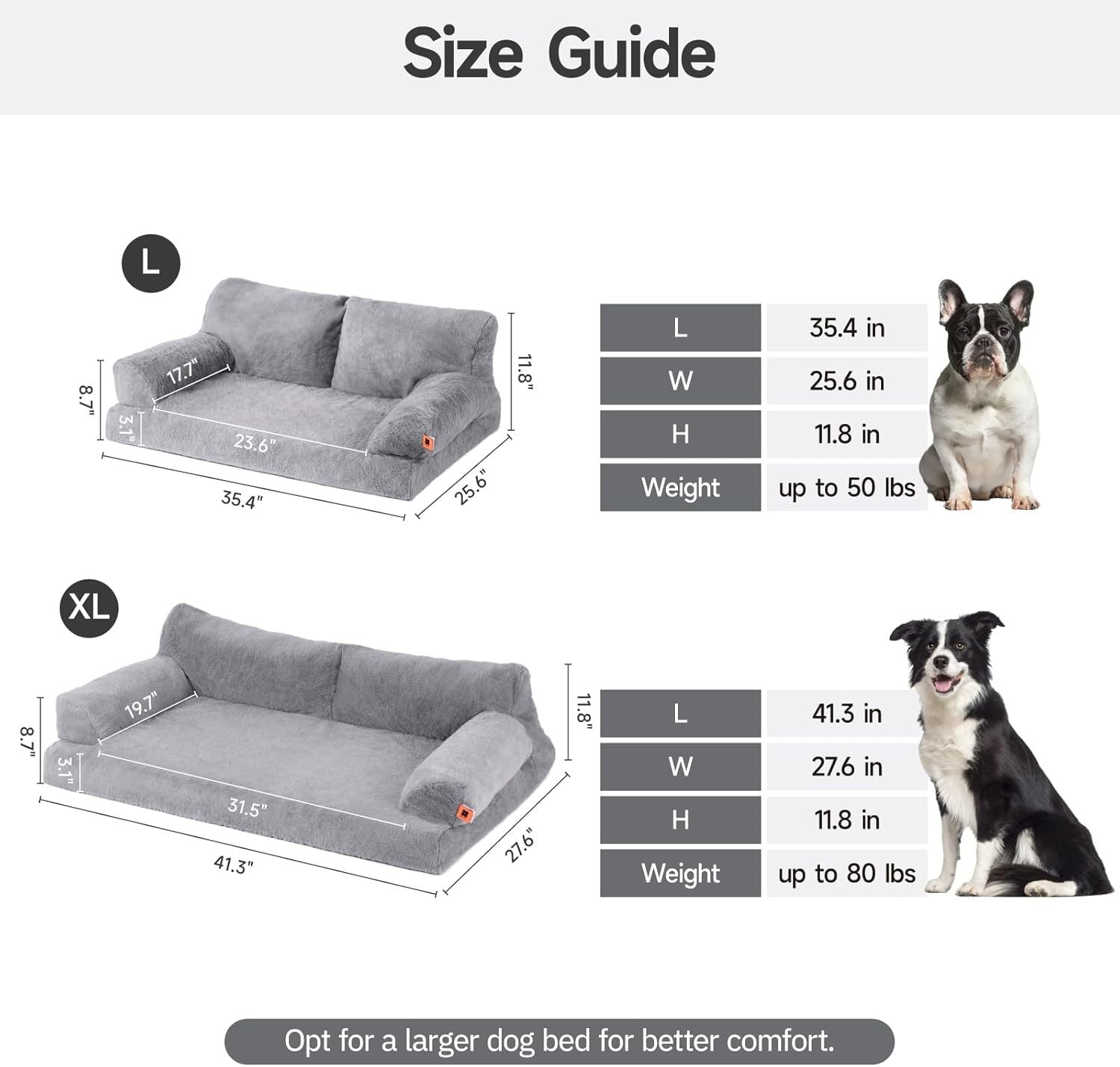 Orthopedic Dog Bed – Grey Sofa 🐾