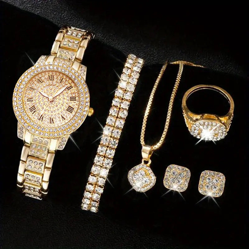 Luxury Diamond Watch 5-Piece Set