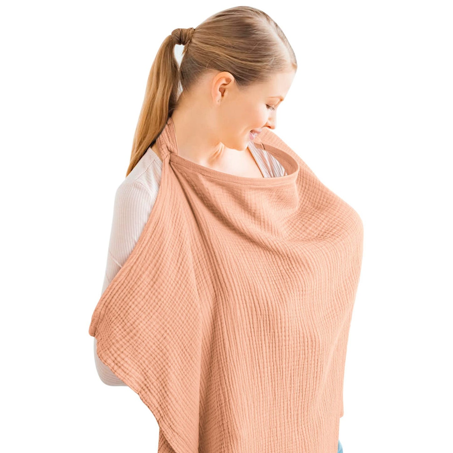 Muslin Nursing Cover For Baby Breastfeeding, Breathable Cotton Breastfeeding Cover With Rigid Hoop For Mother Nursing Apron, Multi-use Carseat Canopy
