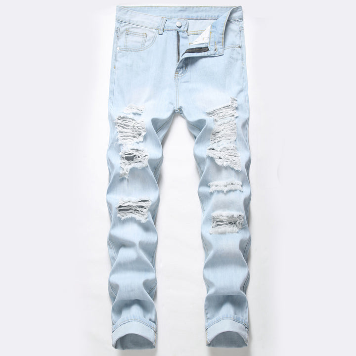 Ripped Jeans Men's Knee Broken Holes