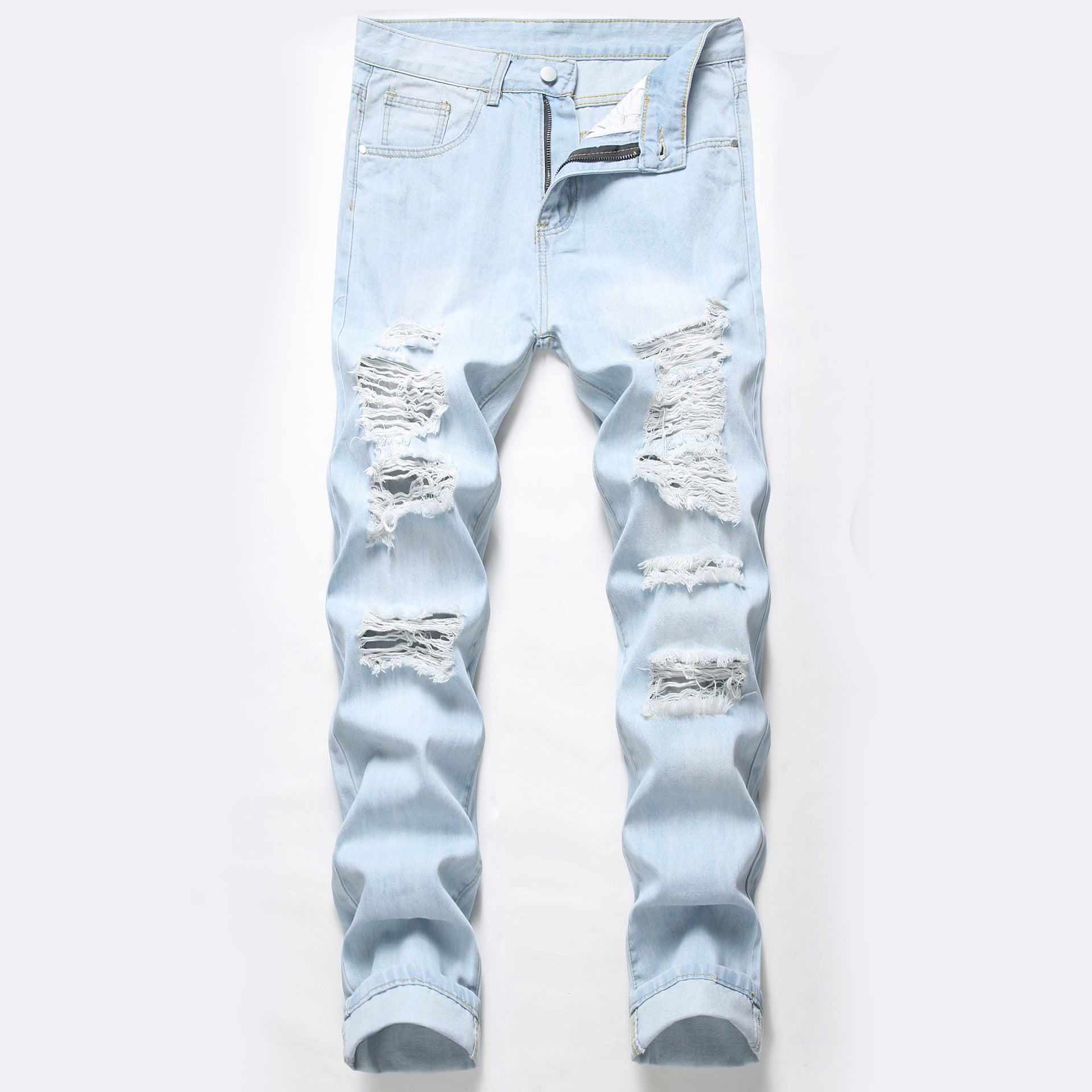 Ripped Jeans Men's Knee Broken Holes