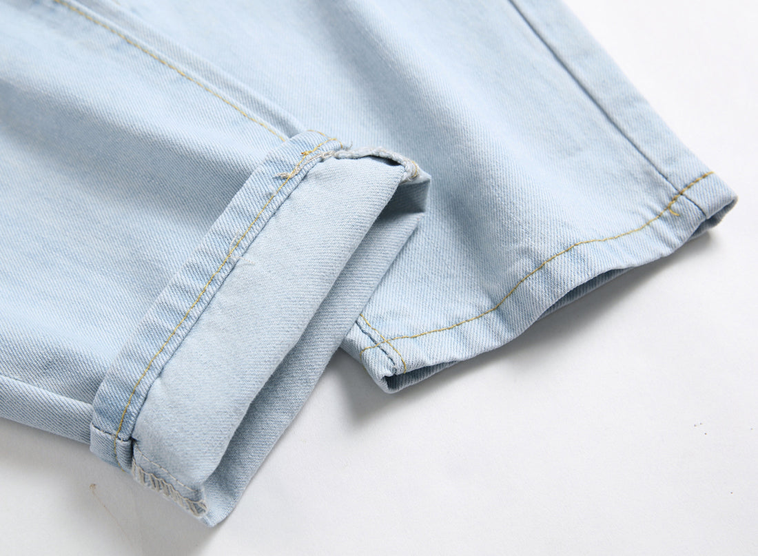 Ripped Jeans Men's Knee Broken Holes