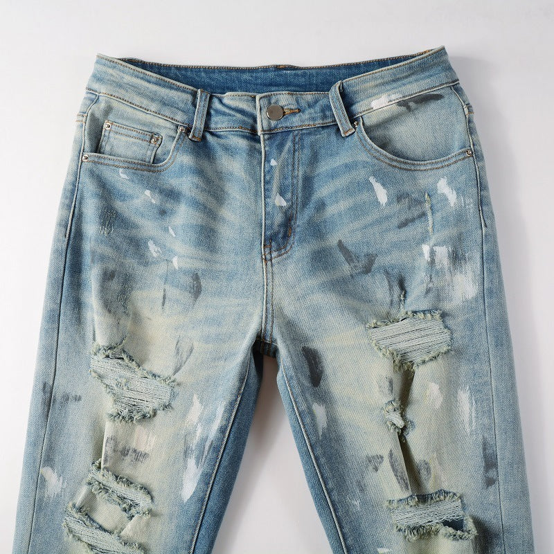 Vintage Paint Broken Holes Jeans
