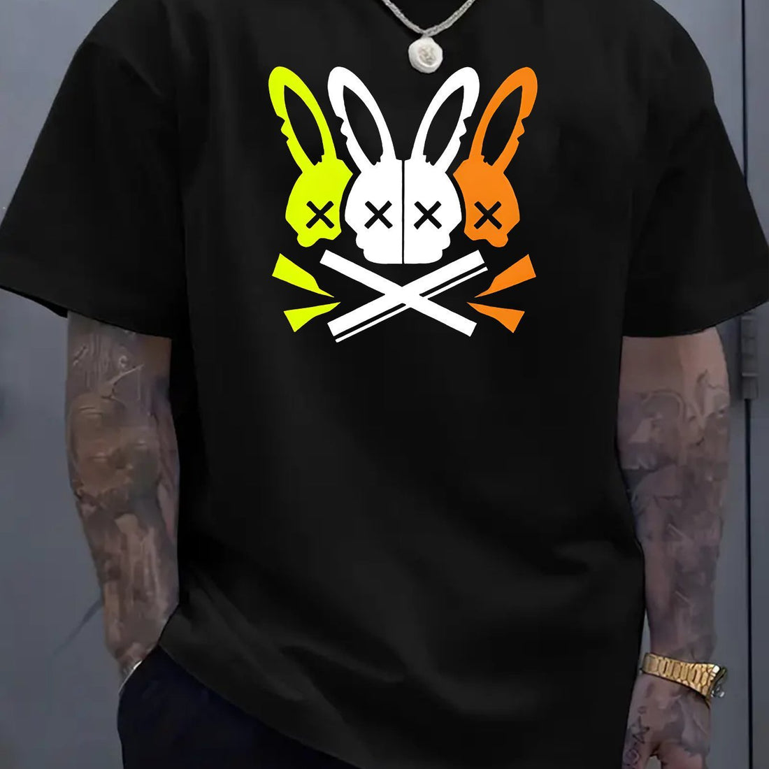 Unique Rabbit Skull Printed T-shirt