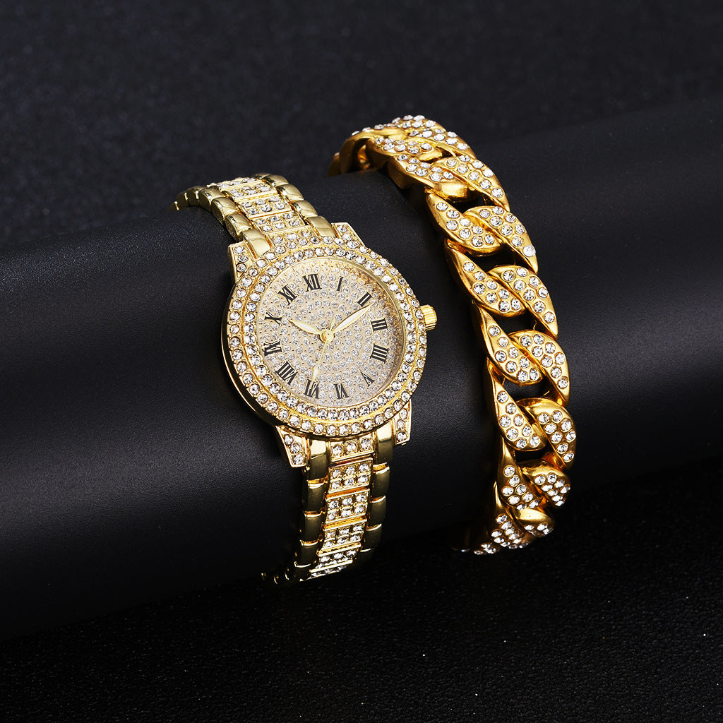 Roman Diamond Watch Bracelet Set