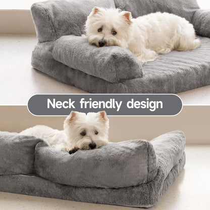 MEWOOFUN Orthopedic Dog Bed For Medium Dogs - Waterproof Pet Sofa With Supportive Foam, 35.4x25.6x11.8 Inch Washable Cover & Non-Slip Bottom, Grey