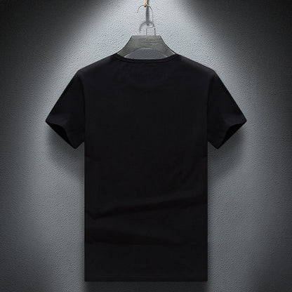 European Goods Round Neck Rhinestone Hot Fixed Short Sleeve T-shirt
