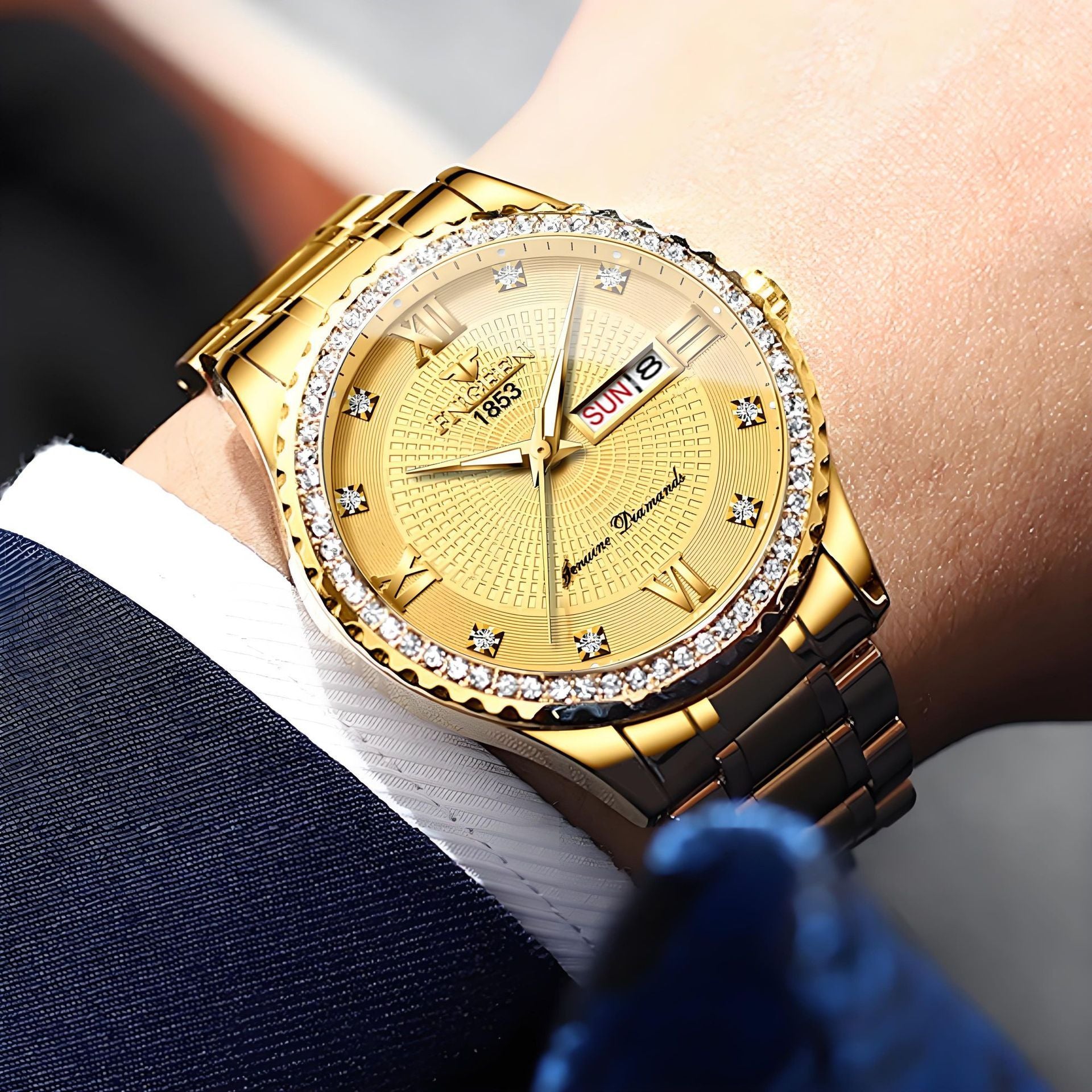 Men’s Luminous Gold Steel Watch