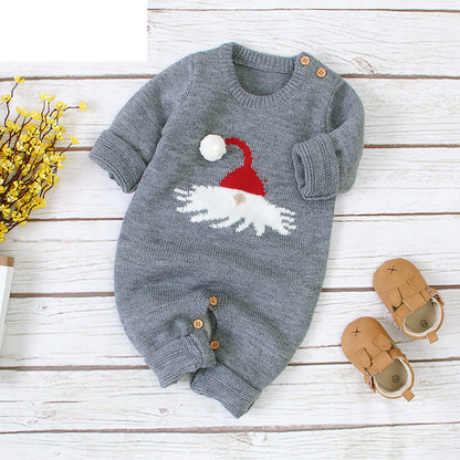 Autumn and winter boys and girls cartoon Christmas elk baby romper