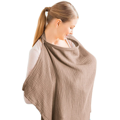 Muslin Nursing Cover For Baby Breastfeeding, Breathable Cotton Breastfeeding Cover With Rigid Hoop For Mother Nursing Apron, Multi-use Carseat Canopy